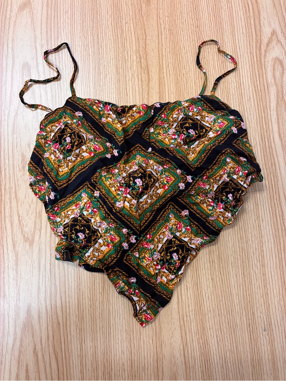 Y2K Miss Selfridge Vintage Baroque Chain Print Bandana Crop Top